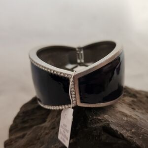 NWT Lia Sophia "Oceanique" Navy Blue Cuff Bracelet with cut crystals